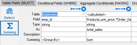 This image shows the data entered into the Summing field.